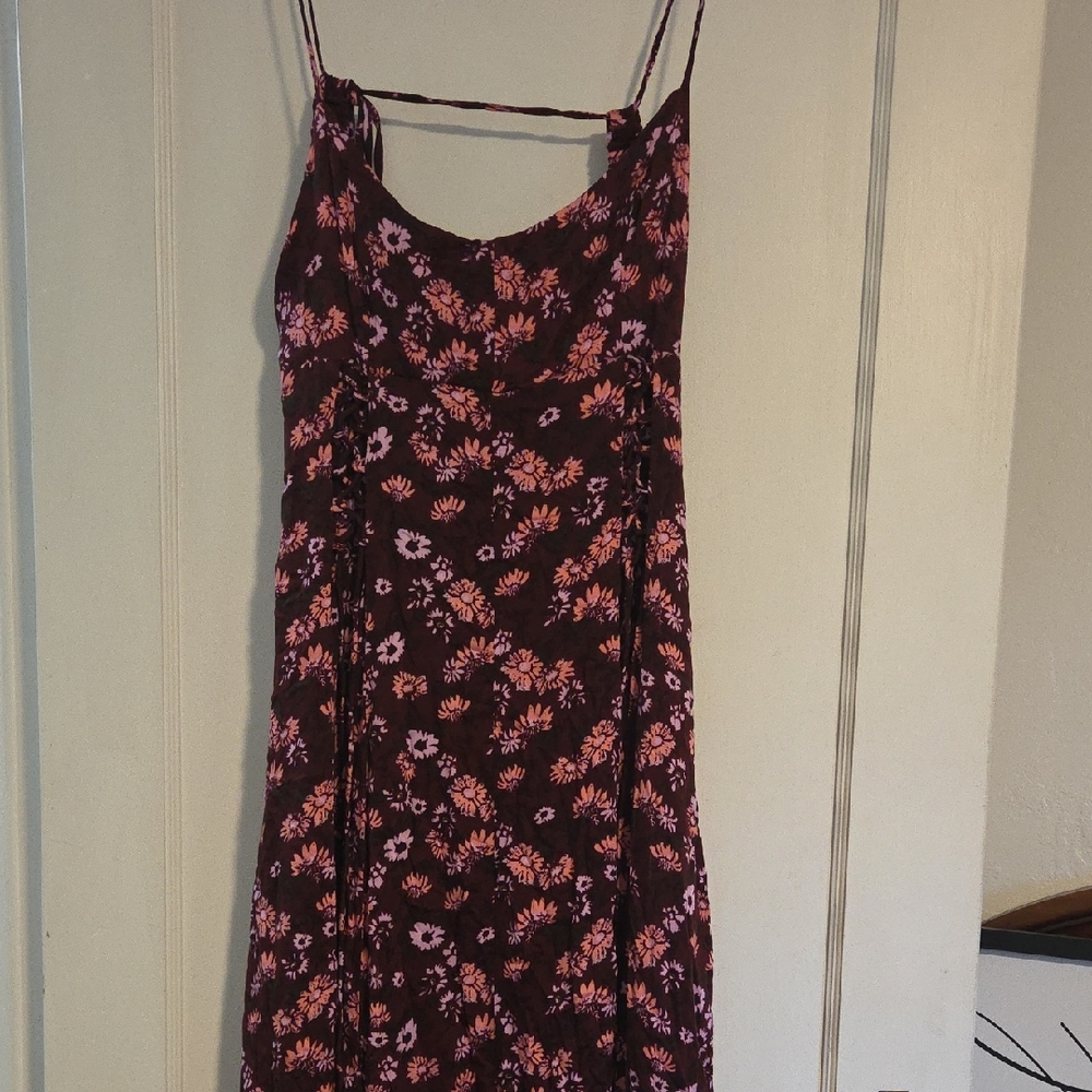 Free People Floral Midi Dress - Pink and Black